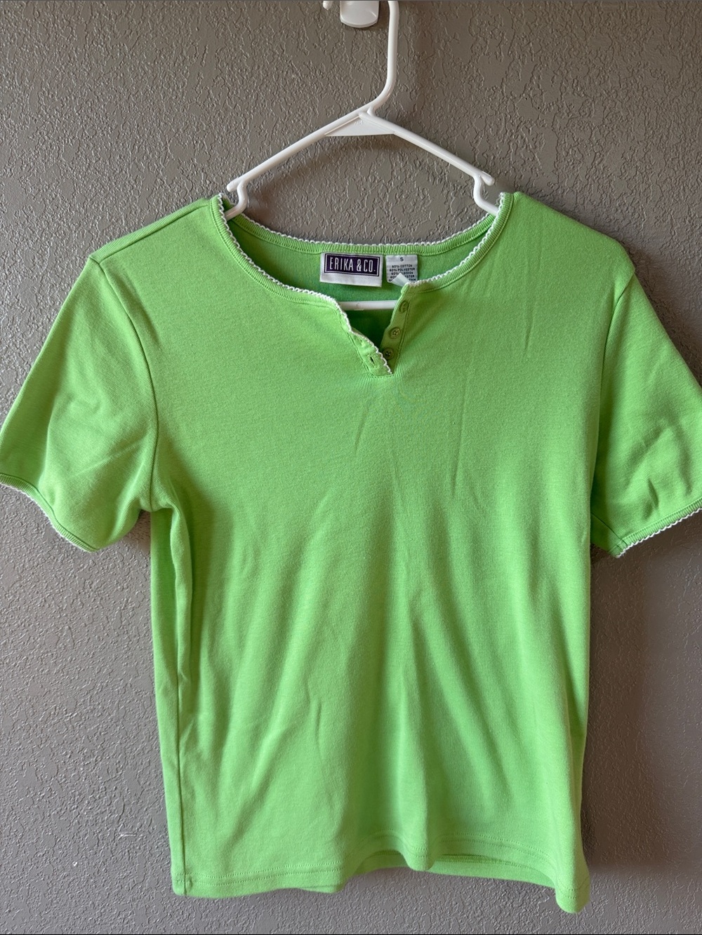Erika & Co. Vintage Women's Short Sleeve Tee in Neon Lime